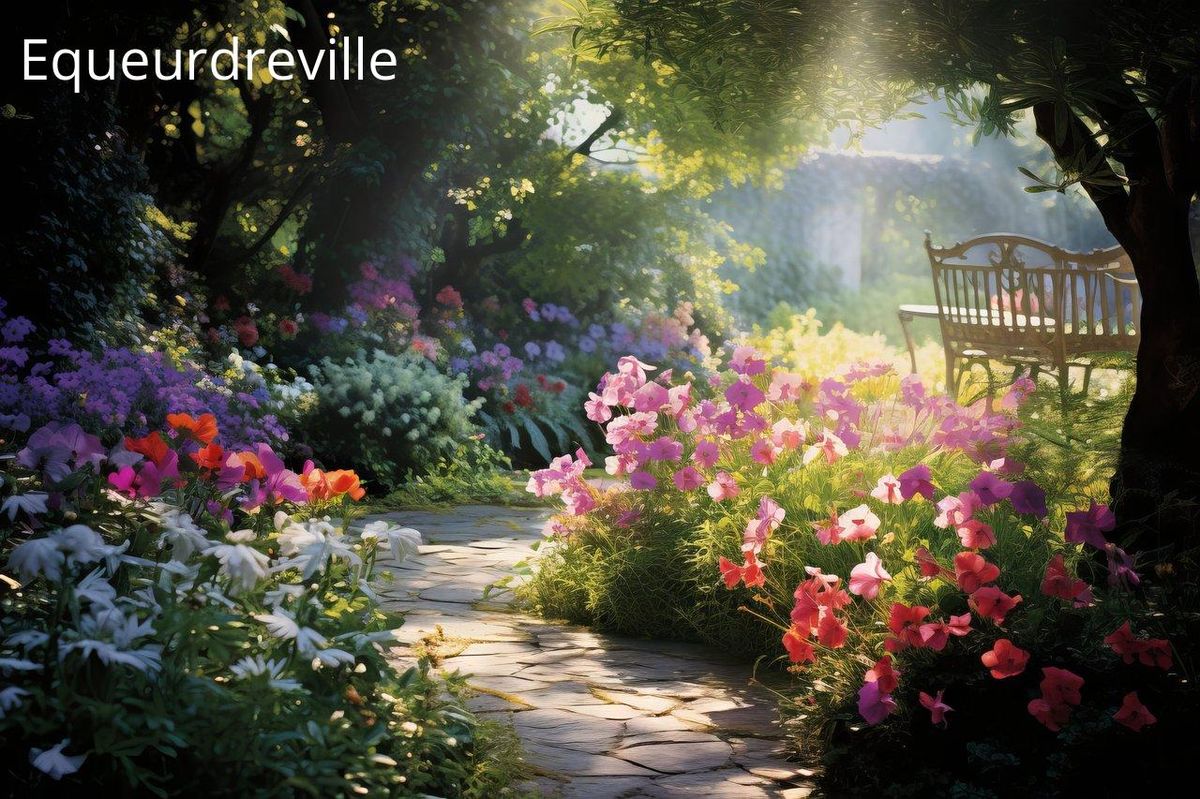 Jardin enchanteur baigné de lumière, source d'inspiration pour les peintres d'Équeurdreville.