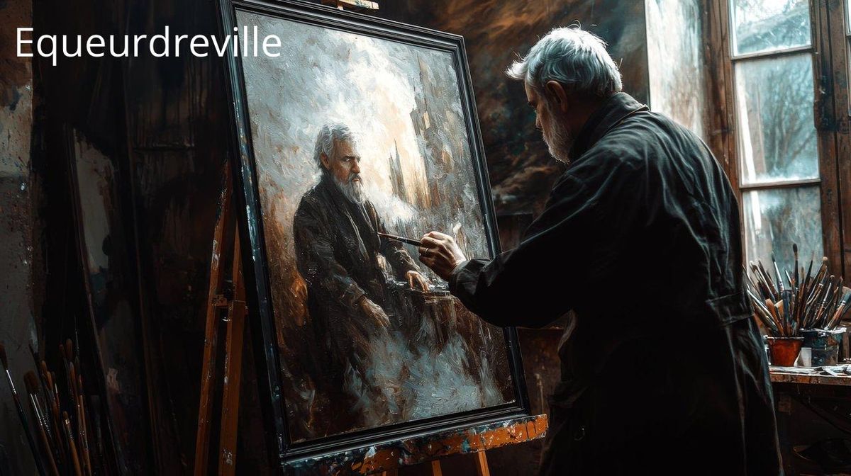Un artiste capture l'âme d'Équeurdreville sur toile, inspiré par les maîtres du passé.